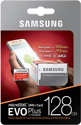 Samsung EVO Plus MB-MC128G - Flash-Speicherkarte (microSDXC-an-SD-Adapter inbegriffen) - 128 GB - UHS-I U3 / Class10 - microSDXC UHS-I