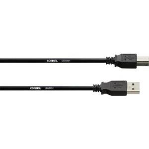 Cordial USB 2.0 Anschlusskabel [1x USB 2.0 Stecker A - 1x USB 2.0 Buchse B] 1.80 m Schwarz Cordial (CUSB 1,8)