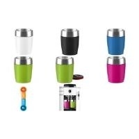emsa Isolierbecher TRAVEL CUP, 0,20 L., Manschette weiß hochwertiger Edelstahl, Silikon-Ummantelung, - 1 Stück (515679)