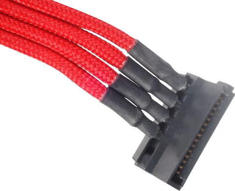 Silverstone 0.3m, Molex 4p/4xSATA 0,3 m (Silverstone 4-pin Molex to 4x SATA 30cm Extension - Red)