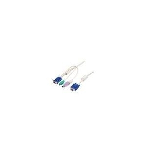 LevelOne ACC-2103 - Tastatur- / Video- / Maus- (KVM-) Kabel - HD-15 (M) - USB Typ A, 4-polig, PS/2, 6-polig, HD-15 (M) - 5,0m - Flügelschrauben (591095)