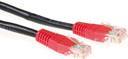 Cavo patch incrociato U/UTP CAT5E ACT nero da 3 metri con connettori RJ45. Cat5e u/utp croce bk/rd 3.00m (IB6103)