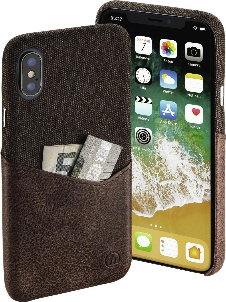 Hama Gentle - Hintere Abdeckung für Mobiltelefon - Metall, Polyurethan, Polycarbonat, Netzgewebe - dunkelbraun - für Apple iPhone X