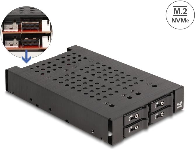 Delock 3.5" Wechselrahmen für 4x M.2 NVMe SSD mit Slim SAS SFF-8654 Anschluss (47072)