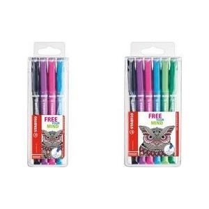 STABILO Fineliner sensor, 6er Kunststoff-Etui COLORTANGLE metallgefasste Spitze mit Mikrofederung, ventilierte Kappe, - 1 Stück (189/6-01)