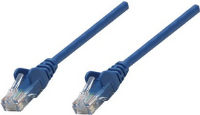 Cavo patch di rete Intellinet Cat6 75 m blu rame U/UTP PVC RJ45 contatti placcati oro antigroviglio con cuffia garanzia a vita