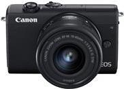 Canon EOS M200 - Digitalkamera - spiegellos - 24,1 MPix - APS-C - 4K / 25 BpS - 3x optischer Zoom EF-M 15-45 mm IS und 55-200 mm Objektive - Wi-Fi, Bluetooth - Schwarz (3699C018)
