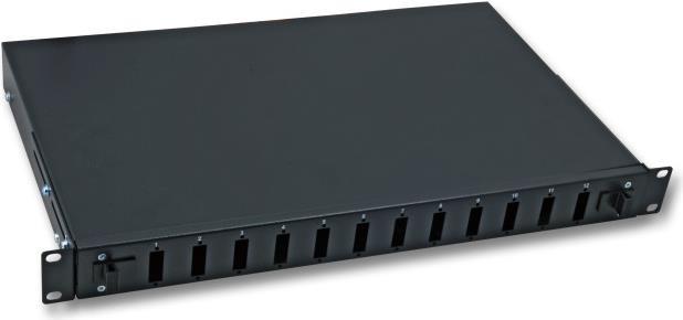 Spleißbox 24SC(D) RAL9005, 1HE Front mit Teleskopauszug (53640TS.3)