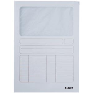 LEITZ Sichtmappe, DIN A4, Karton, mit Sichfenster, weiß 160 g-qm, Oberteil mit beschriftbarem Druckraster, Sicht- - 100 Stück (3950-00-01)