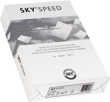 SKY SPEED - C-Qualität - Multifunktionspapier, DIN A4, weiß 80 g/qm, ungestrichen, Naturpapier, 1 Packung = 500 Blatt (88113570)