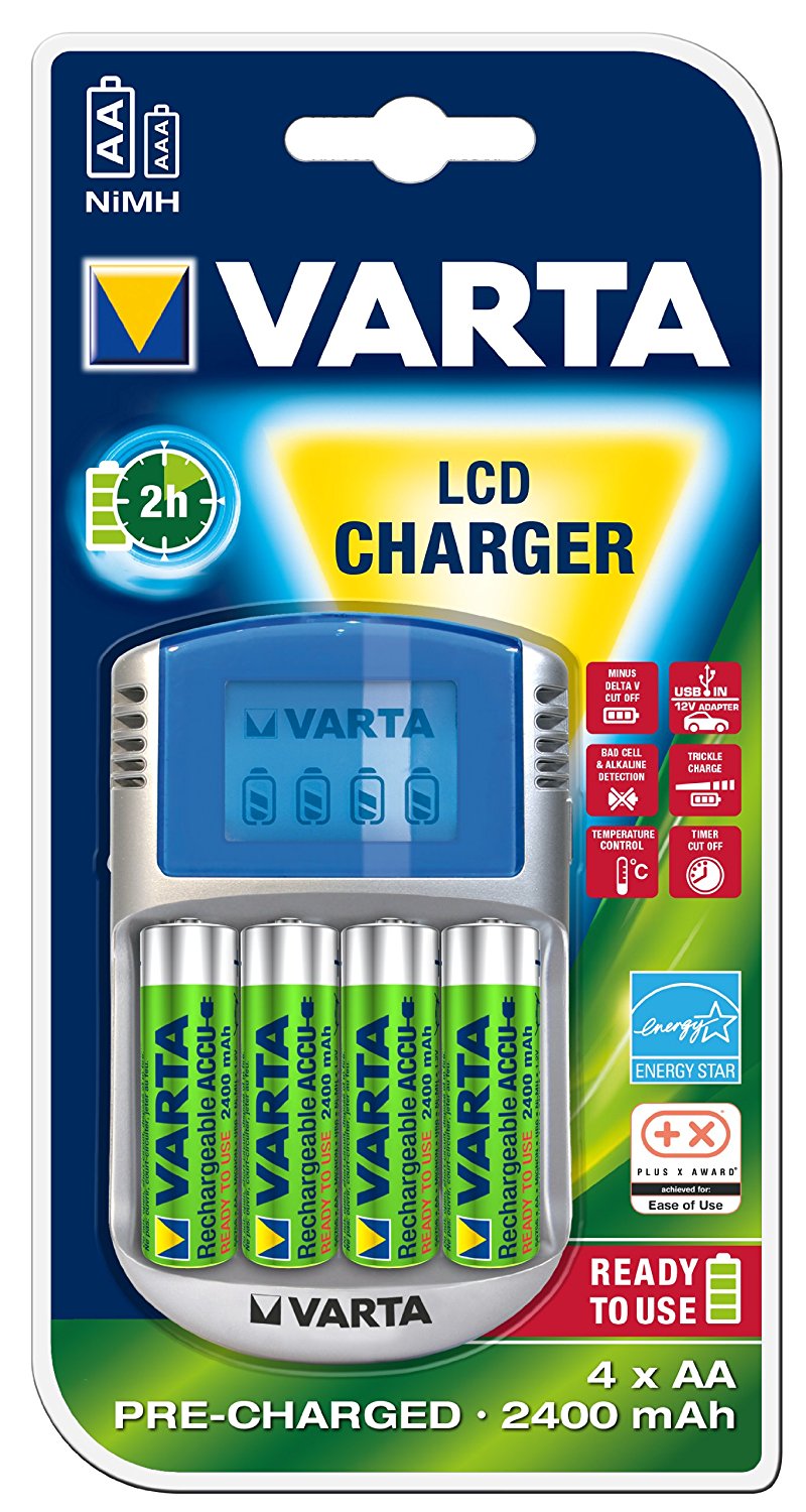 Varta Ladegerät - LCD Charger - inkl. 4x AA 2400mAh - 12V - USB (57070 201 441)
