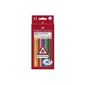 FABER-CASTELL Buntstifte COLOUR GRIP 2001, 12er Kartonetui dreieckig, farbig lackiert, mit Soft-Grip-Zone, Länge: 175mm (112412)