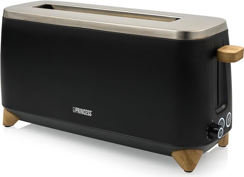 Princess 142361 6 2 fetta/e 1000 W Nero, Argento, Legno