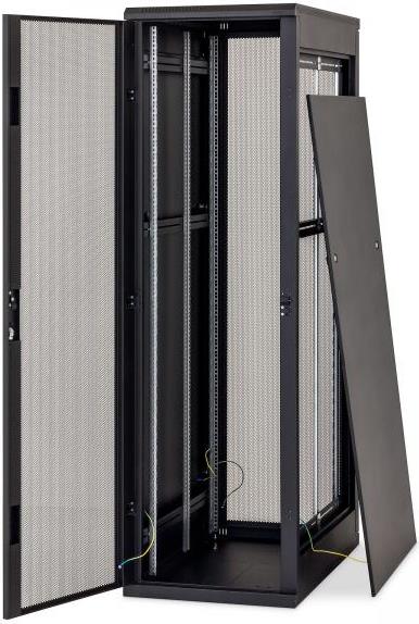 19 Netzwerkschrank 22HE, Triton RMA-22-A61-BAX-A1-LAA, 600x1000, Glastür (li.) & perforierter Blechrücktür (li.), schwarz (RMA-22-A61-BAX-A1-LAA)