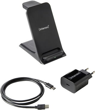 Caricabatterie wireless 3 in 1 salvaspazio Intenso nero