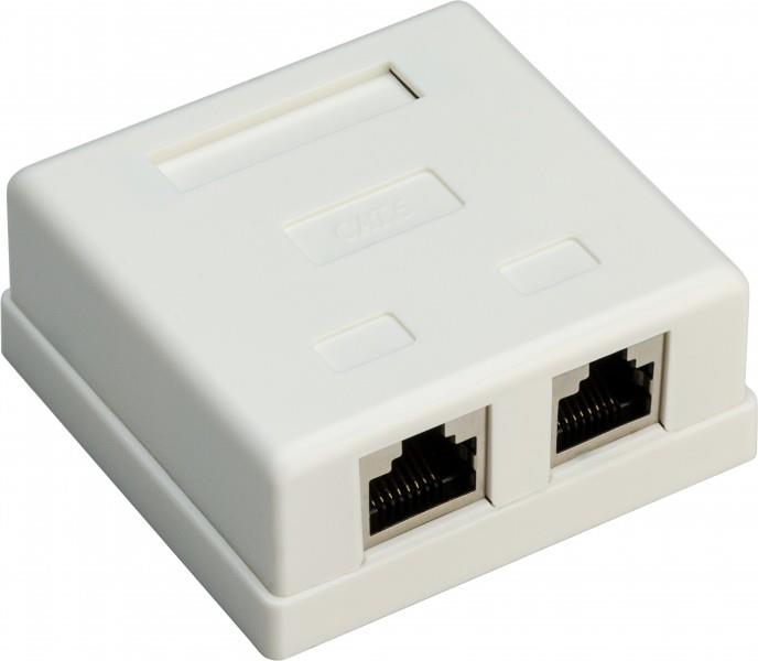 2-port RJ45 surface mount installation box, CAT 6, STP - shielded