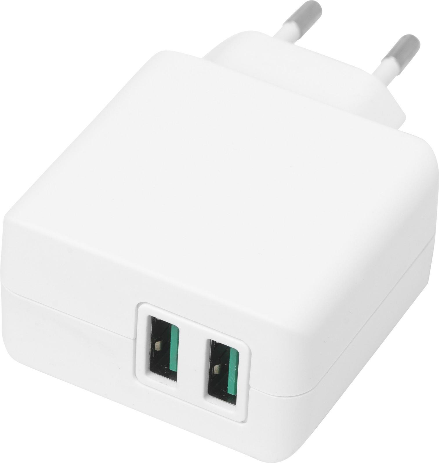 eSTUFF ES635005 Caricabatterie per dispositivi mobili Bianco Interno (Home Charger EU 24W - 2 x USB-A Input: 230V EU - plug. Ou