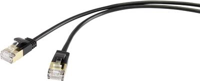 Renkforce RJ45 Netzwerk Anschlusskabel CAT 8.1 F/FTP 0.25 m Schwarz extrem dünn, vergoldete Steckkontakte (RF-3521382)