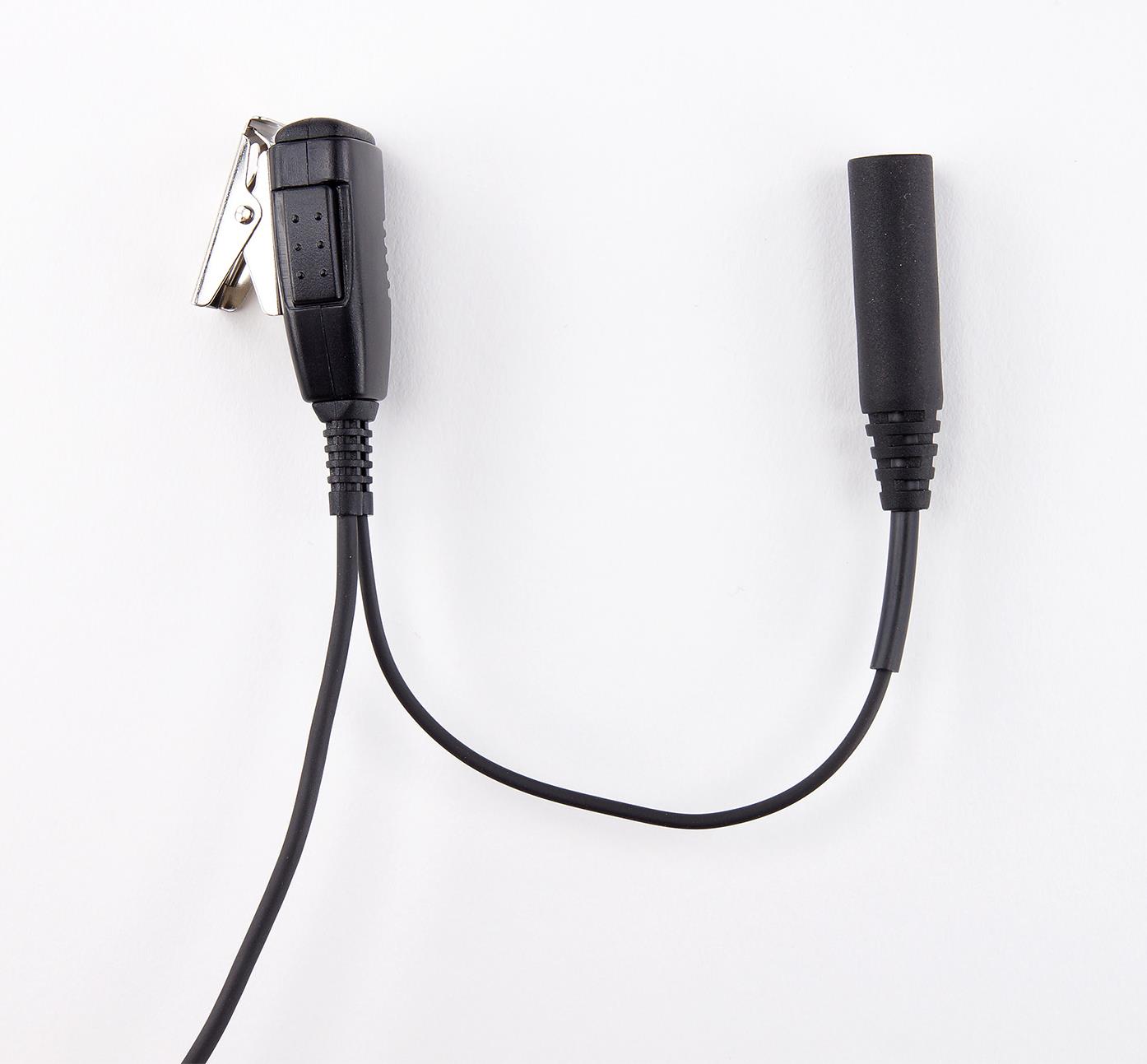 Stop Noise Mikrofon/PTT-Kombination mit 3,5 mm Buchse, für Sepura STP8/9000 kleine PTT mit integriertem Mikrofon, drehbarem Clip undKabel zum Anschluss von Ohrhörern mit 3-poligem 3,5 mmStecker ohne Gewinde (z.B. B16720) (4.131.12.0)