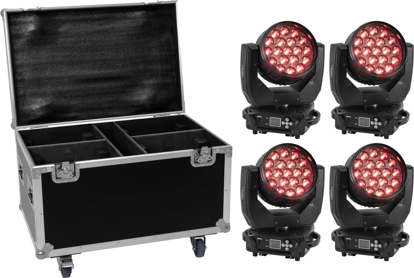 EUROLITE Set 4x LED TMH-X4 + Case mit Rollen (20001015)