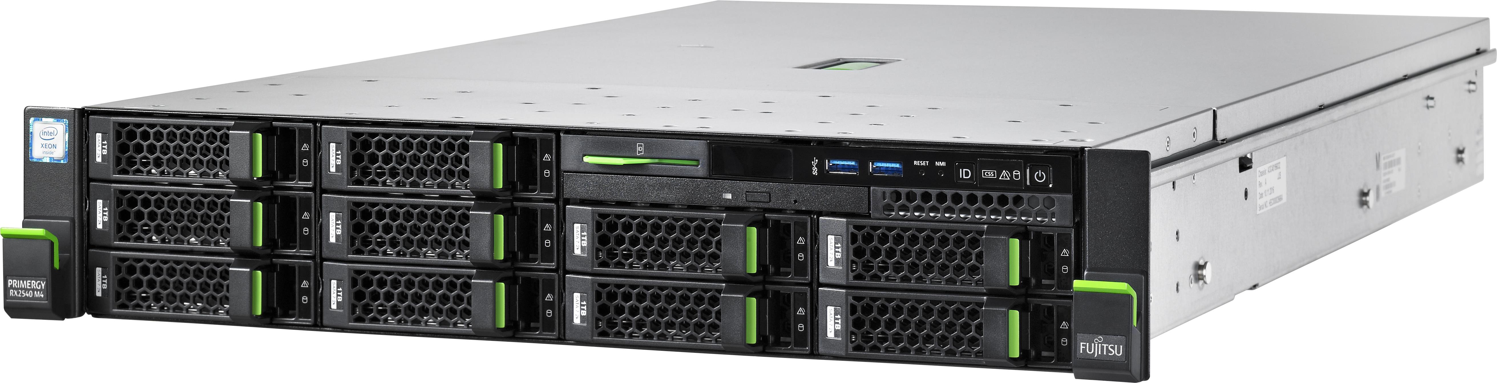 Fujitsu PRIMERGY RX2540 M4 - Server - Rack-Montage - 2U - zweiweg - 2 x Xeon Silver 4110 / 2.1 GHz - RAM 192 GB - SAS - Hot-Swap 6.4 cm (2.5) - kein HDD - GigE, 10 GigE, 25 Gigabit LAN - Windows Server 2016 Datacenter - Monitor: keiner