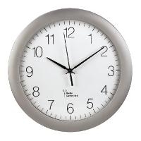 hama Wand-Funkuhr PG-300, aus Kunststoff, silber DCF-Funkuhr mit analoger Zeitanzeige, großes weißes Ziffern- (106937)