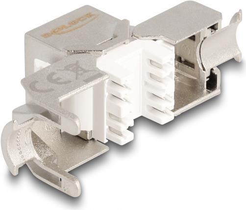 Delock Modulo Keystone jack RJ45 a LSA Cat.6A senza attrezzi con cappuccio antipolvere rosso