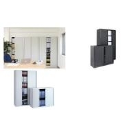 BISLEY Euro Rollladenschrank, 2 Fachböden, lichtgrau Schrank aus Stahl, Rollladen aus Kunststoff, abschließbar (ET410102SLG-445)