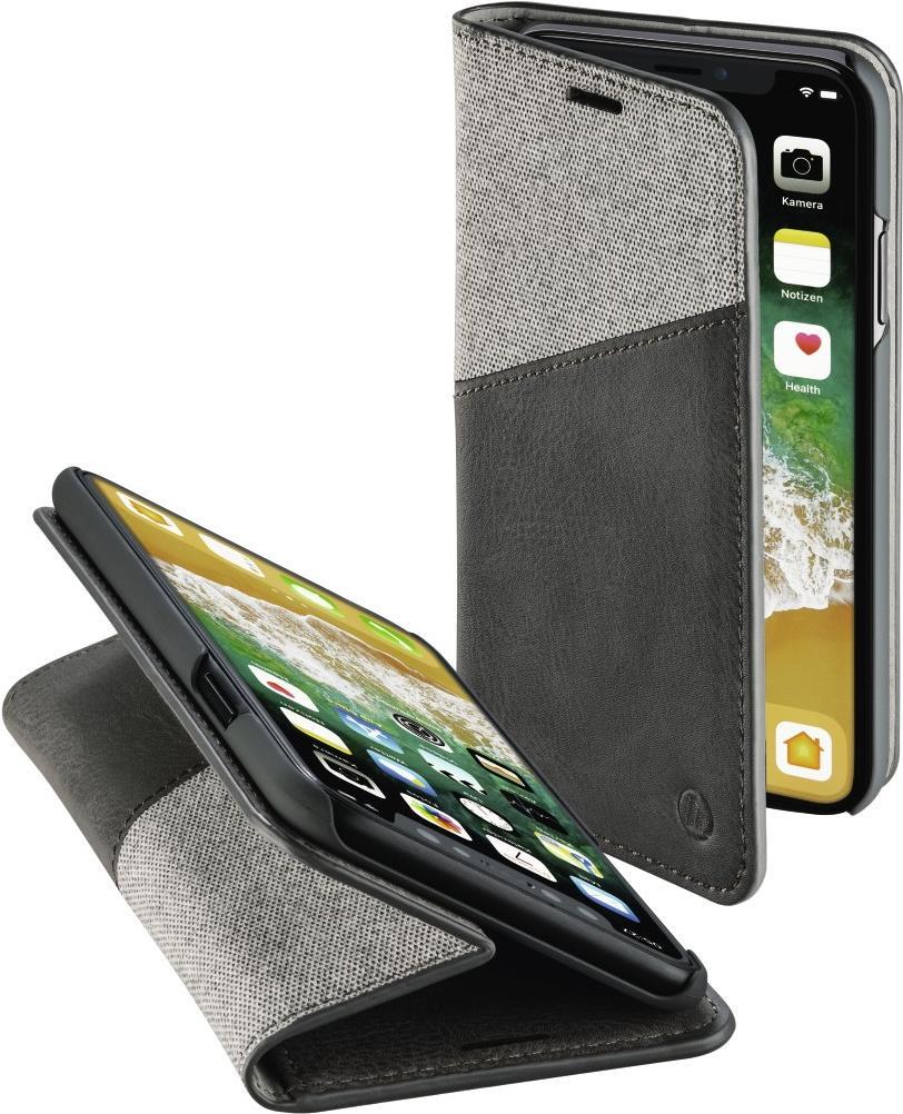 Hama Gentle Booklet - Flip-Hülle für Mobiltelefon - Polyurethan, Polycarbonat, Netzgewebe - Hellgrau - für Apple iPhone X