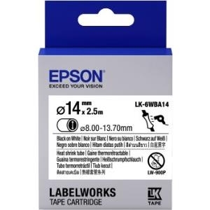 Epson LabelWorks LK-6WBA14 - Schrumpfschlauch - Schwarz auf Weiß - Roll (1,4 cm x 2,5 m) 1 Rolle(n) - für LabelWorks LW-1000P, LW-300L, LW-400L, LW-600P, LW-700, LW-900P (C53S656903)