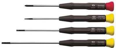 C.K Elektronik Schraubendreher-Satz 4-teilig bestehend aus: Schlitz: 1,8x60 - 3,0x100 - 4,0 x 150 mm und (T4884X)