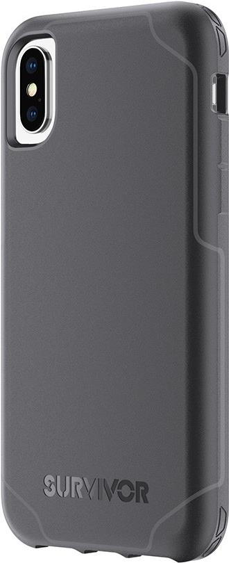 Griffin Survivor Strong - Hintere Abdeckung für Mobiltelefon - Polycarbonat, thermoplastisches Polyurethan - Schwarz, Dunkelgrau - für Apple iPhone X (TA43986)