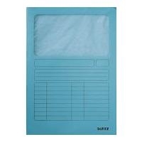 LEITZ Sichtmappe, DIN A4, Karton, mit Sichtfenster, hellblau 160 g/qm, Oberteil mit beschriftbarem Druckraster, Sicht- - 100 Stück (3950-00-30)