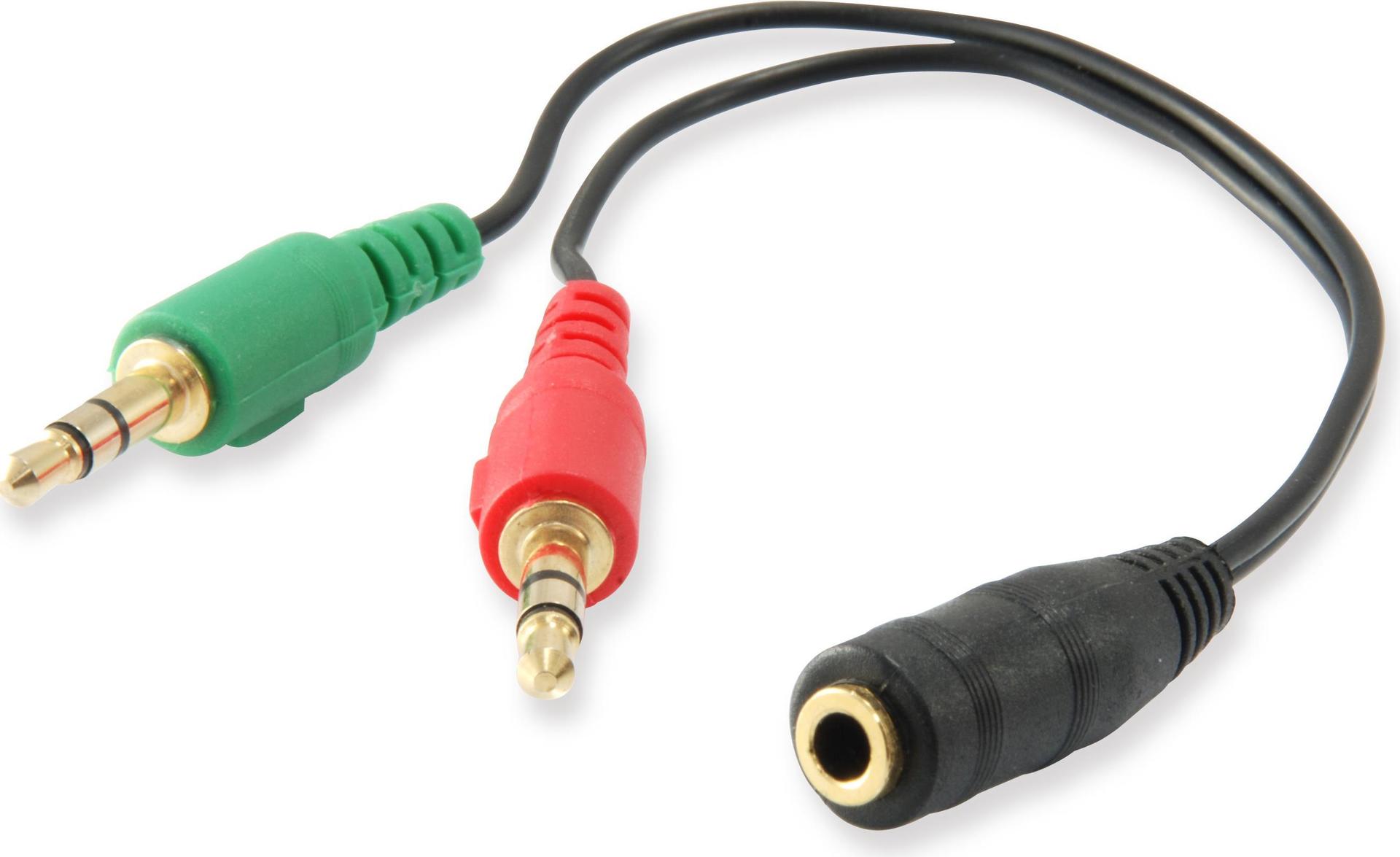 equip - Audio-Adapter - 4-poliger Mini-Stecker (W) bis Mini-Stecker (M) - 13 cm