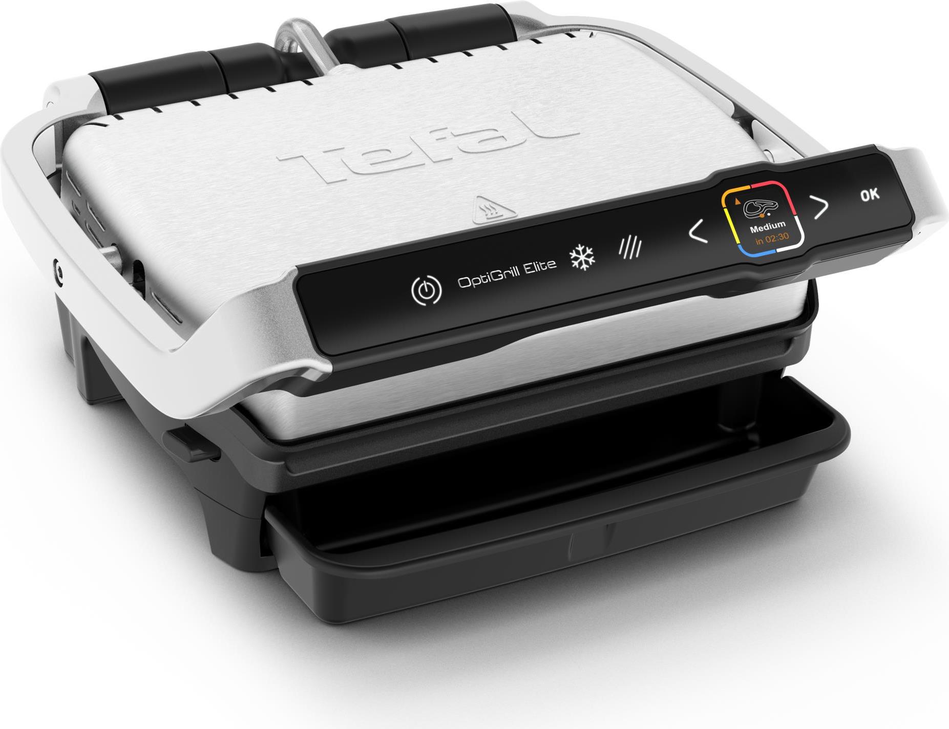 Tefal OptiGrill Elite GC750D - Schwarz - Edelstahl - Quadratisch - Berührung - 300 x 200 mm - Thermoplast - 2000 W (GC750D)