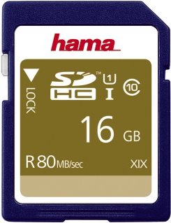 Hama 00124134 memoria flash 16 GB SDHC UHS-I Classe 10 (Hama 16GB SDHC Card, UHS-I Class 10, 80MB/s)