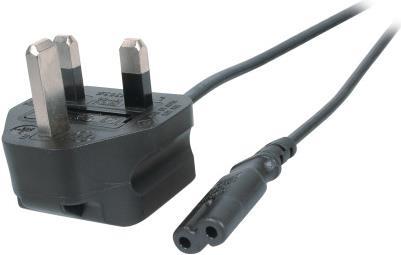 Netzleitung UK-3 auf C7, 1,8m, schwarz, 2x0,75mm², BSI (EK498.1,8)