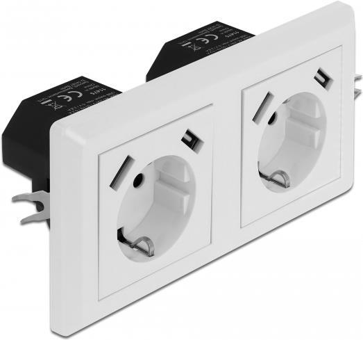 Delock 2 prese integrate con 4 porte di ricarica USB di tipo A 2 x 2,8 A