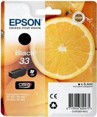 ORIGINAL Epson Cartuccia d'inchiostro nero C13T33314012 33 250 Seiten 64ml