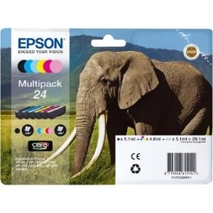 Epson 24 Multipack - 6er-Pack - Schwarz, Gelb, Cyan, Magenta, hell Magenta, hell Cyan - Original - Tintenpatrone (C13T24284021)