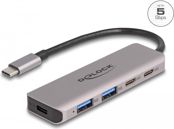 Delock USB 5 Gbps 2 porte USB Type-C e hub a 2 porte Type-A con connessione USB Type-C