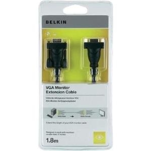 Belkin PRO Series - VGA-Verlängerungskabel - HD-15 (VGA) (W) bis HD-15 (VGA) (M) - 1.8 m - verseilt, Daumenschrauben