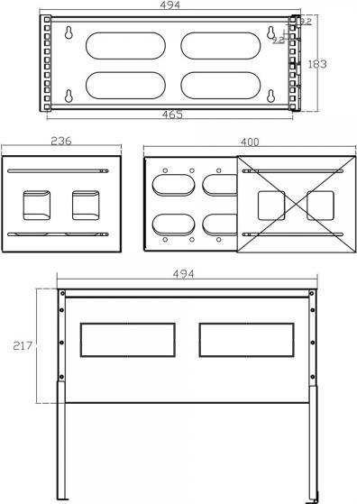 InLine Supporto rack 19" a parete 4HE profondità 24-40cm c.operchio grigio