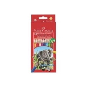 FABER-CASTELL Buntstifte JUMBO + Spitzer, 10er Kartonetui mit dicker Mine, umweltverträglicher Wasserlack (111210)
