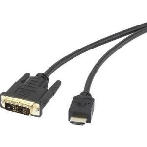 renkforce - Cavo adattatore - Single Link - DVI-D maschio a HDMI maschio - 18 m - Triplo isolamento - Nero - Viti a testa zigri