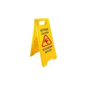Peggy Perfect Warnschild Achtung Rutschgefahr, gelb aus Kunststoff, mit stabiler Klapp-Aufhängelasche - 1 Stück (97200)