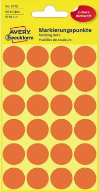 Avery Markierungspunkte - leuchtrot - permanent - Rot - Kreis - Papier - 1,8 cm - 96 Stück(e) - 24 Stück(e) (3172)
