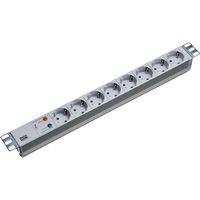 Bachmann 48,30cm (19)-Steckdosenleiste ÜSS, ALU, 8-fach, lichtgrau RAL7035, Schutzkontakt, 2 m, 1HE, RAL 7035, ohne SchalterMit Überspannungsschutz 6,5 kA, optische Funktions- und Ausfallanzeige (333.404)