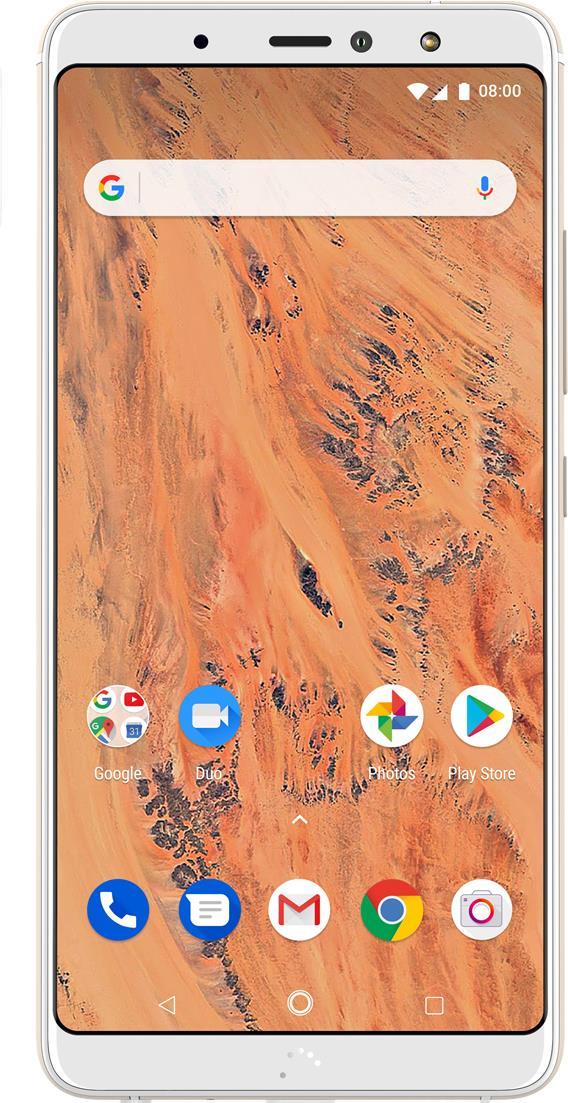 bq Aquaris X2 - Android One - Smartphone - Dual-SIM - 4G LTE - 32 GB - microSDXC slot - GSM - 5.65 - 2160 x 1080 Pixel (428 ppi (Pixel pro )) - LTPS IPS - RAM 3 GB - 12 MP (8 MP Vorderkamera) - Android - White/Sand Gold