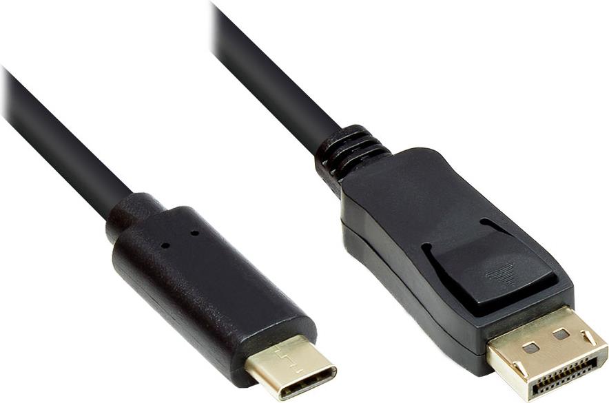 Adapterkabel USB-C Stecker an DisplayPort 1.2 Stecker, 4K2K / UHD 60Hz, CU, schwarz, 1m, Good Connections® (GC-M0105)